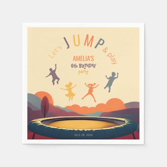 Trampoline Let's Jump and Play Kids Birthday Party Napkins (Front)