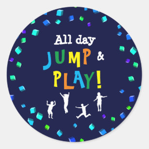 Trampoline or Bounce Party Cupcake Topper Classic Round Sticker