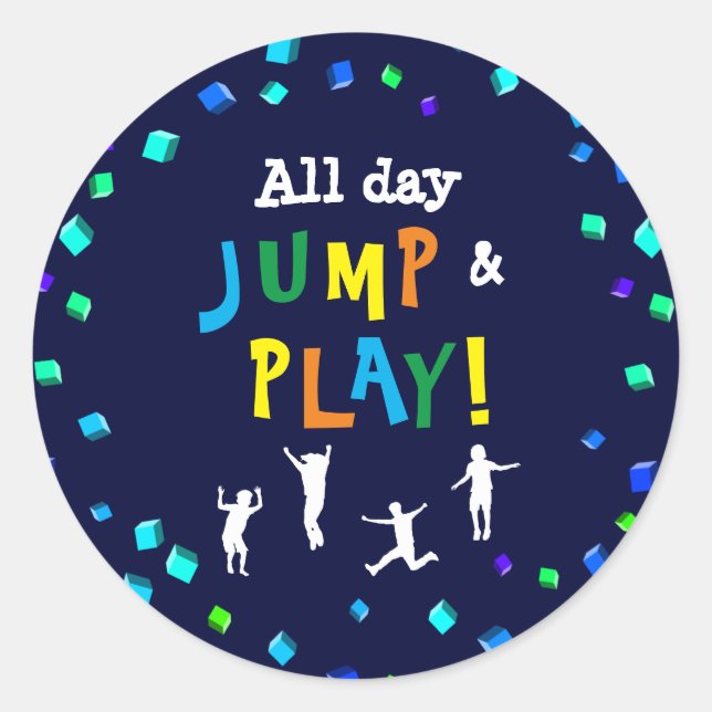 Trampoline or Bounce Party Cupcake Topper Classic Round Sticker (Front)