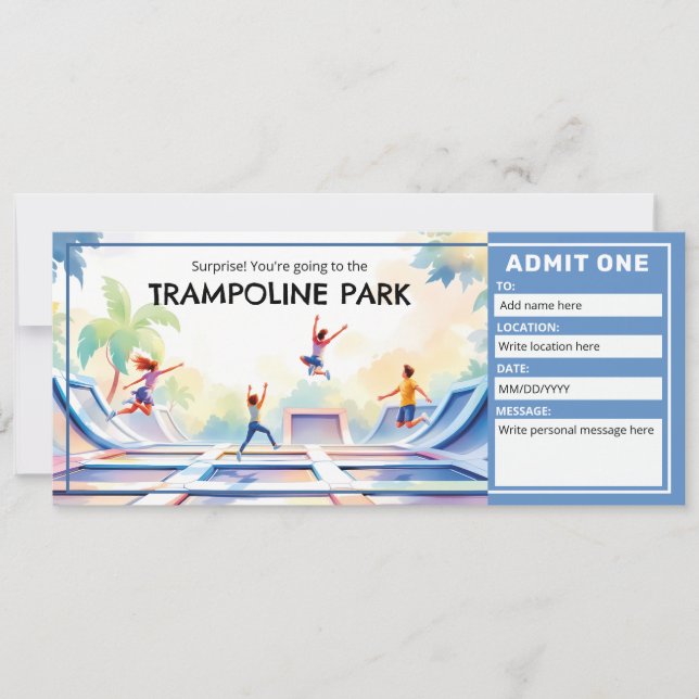 Trampoline Park - Bounce House Ticket  Invitation (Front)