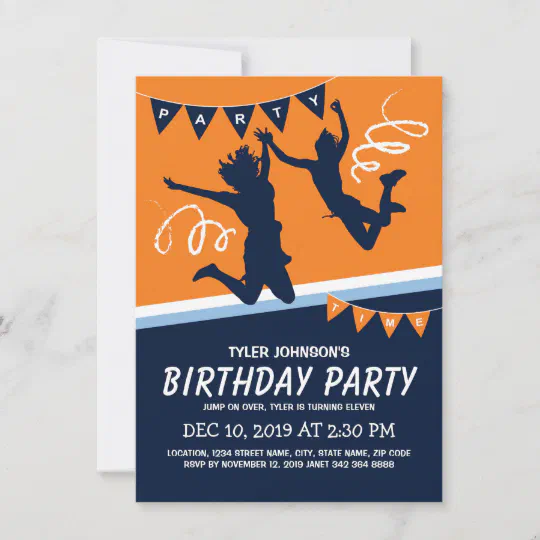 Trampoline Park Boys Kids Birthday Party Invitation Zazzle Com