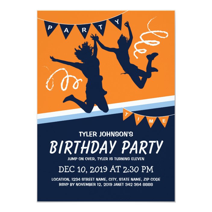 Trampoline Park Boys Kids Birthday Party Invitation Zazzle Com