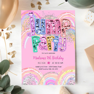 Trampoline Park Jump Party 5th Birthday Invitation