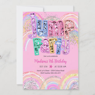 Trampoline Park Jump Party 5th Birthday Invitation