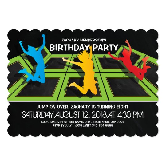 Trampoline Park Kids Birthday Party Invitation