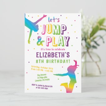 Trampoline Park Kids Birthday Party Invitation 