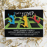 Trampoline Park Kids Birthday Party Invitation<br><div class="desc">Calling all party-planning parents! Make your child’s next birthday celebration extra special with trampoline park invitations! Featuring a vivid black backdrop, a colorful trampoline court complete with kids jumping and flying through the air, and a simple text template, these unique invitations will make your party truly stand out from the...</div>