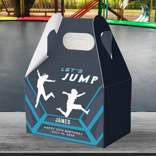 Trampoline Park Let's Jump Blue Birthday Party Favor Boxes (Trampoline Park Let's Jump Birthday Party Favor Boxes)