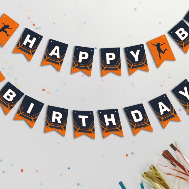 Trampoline Park Let's Jump Orange Birthday Party Bunting Flags (Trampoline Park Let's Jump Orange Birthday Party Bunting Flags
)