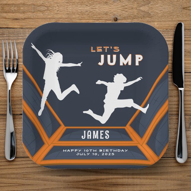 Trampoline Park Let's Jump Orange Birthday Party Paper Plates (Trampoline Park Let's Jump Orange Birthday Party Paper Plates
)