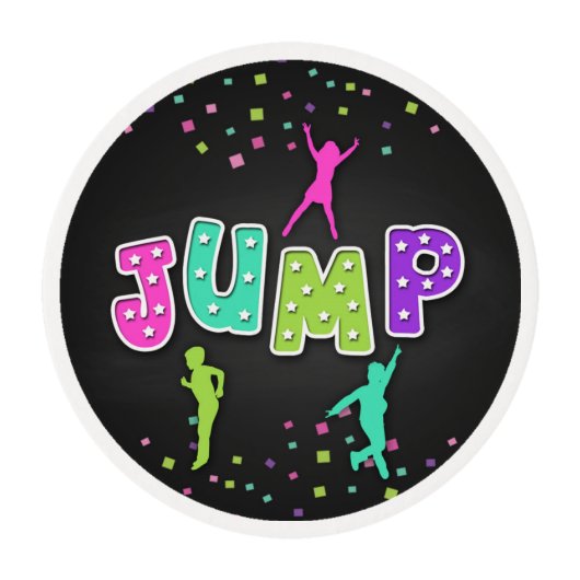 Trampoline Party Edible Cupcake Topper - Girl Edible Frosting Rounds (Front)