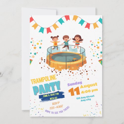 Trampoline Party Invitation Jump  Bounce Party Invitation