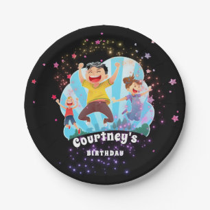 Trampoline Party Jump Kids Birthday Stars Paper Paper Plates