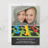 Trampoline Twins Birthday 2 Photo Invitation