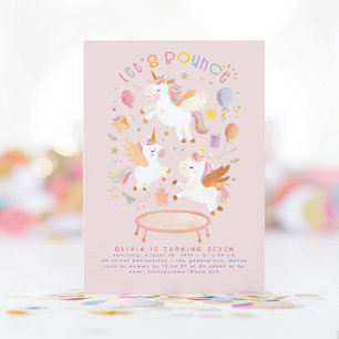 Trampoline Unicorn Birthday Let's Bounce Invitation