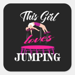 Trampolines Gift Idea Women Jumping Fitness Square Sticker