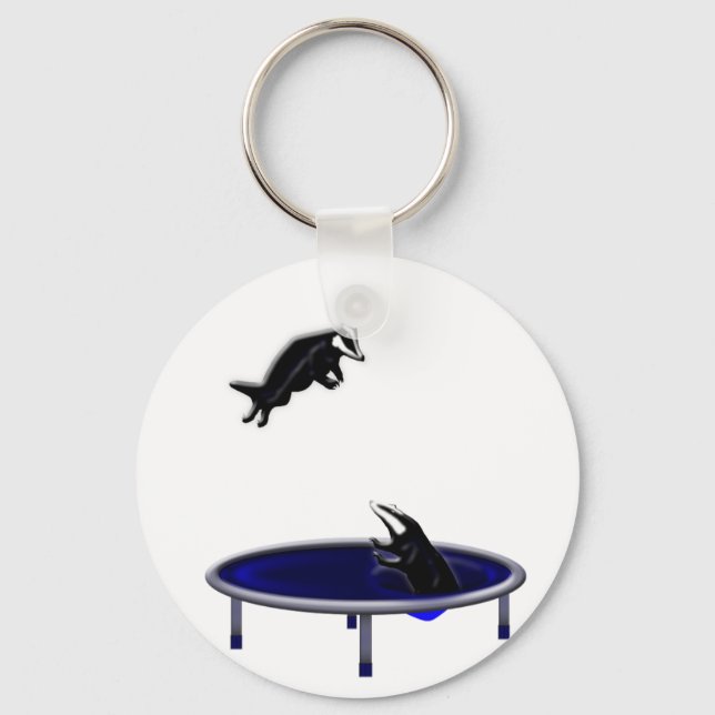 trampolining badgers keychain (Front)