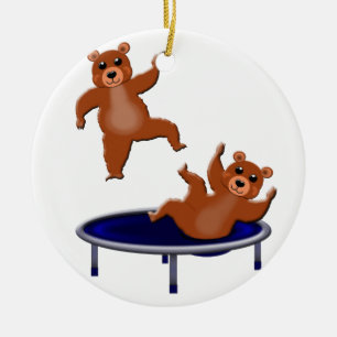 trampolining bears ceramic ornament