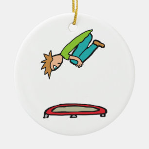 Trampolining Ceramic Ornament