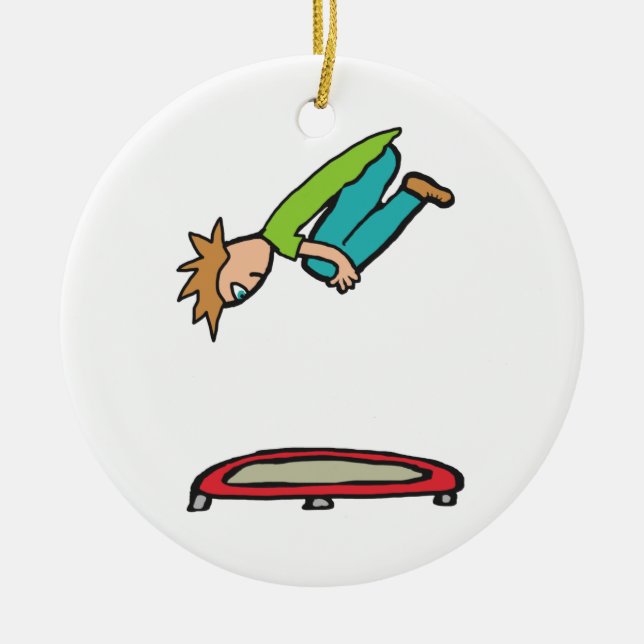Trampolining Ceramic Ornament (Front)