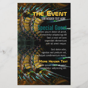 Trance Fractal Gold Feathers Party Flyers
