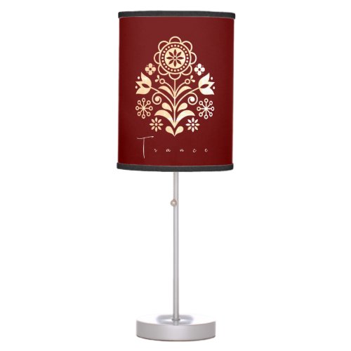 Trance Mediumship Scandinavian Floral Red  Table Lamp