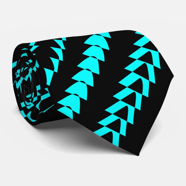 Trance Party - Black and Cyan Neck Tie (Rolled)