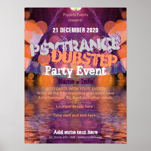Trance Purple Orange Pool Party Event Flyer Poster
