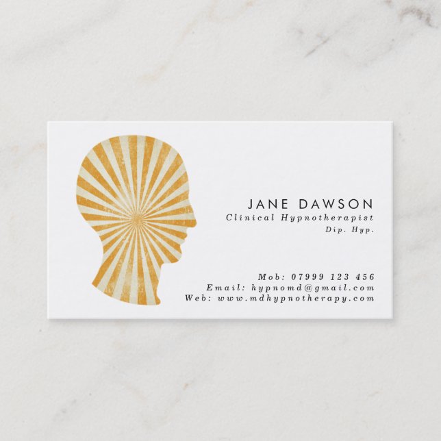 trance sunburst Hypnotherapist business card (Front)