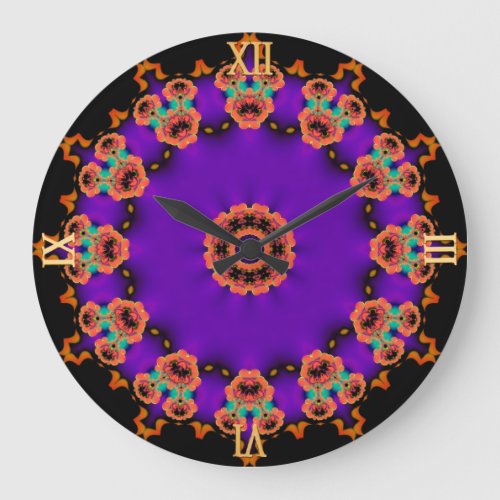 Trance Time  Purple Orange Psychedelic Wall Clock