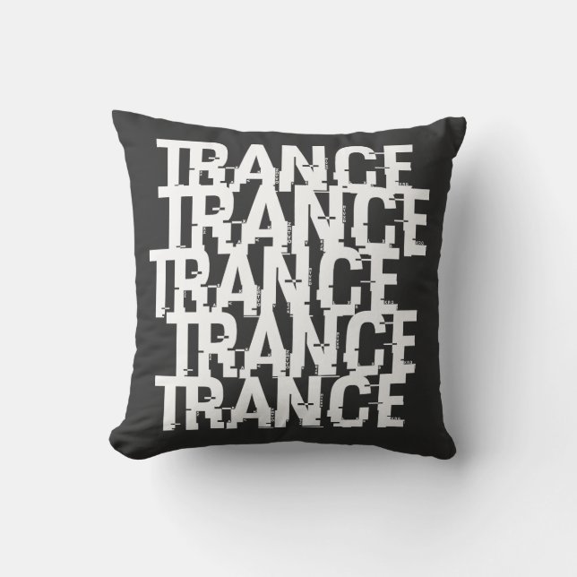 Trance Typographic Pattern Throw Pillow (Front)