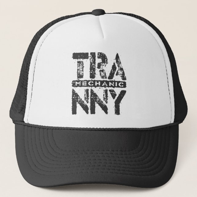TRANNY Mechanic - Love Rebuilt Transmissions, Onyx Trucker Hat (Front)