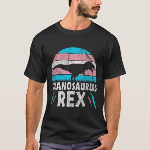 Tranosaurus TRex Gay Transexual Trans Flag Pride D T_Shirt