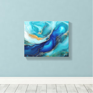 Tranquil Abstract Ocean Art in Cobalt & Teal Canvas Print
