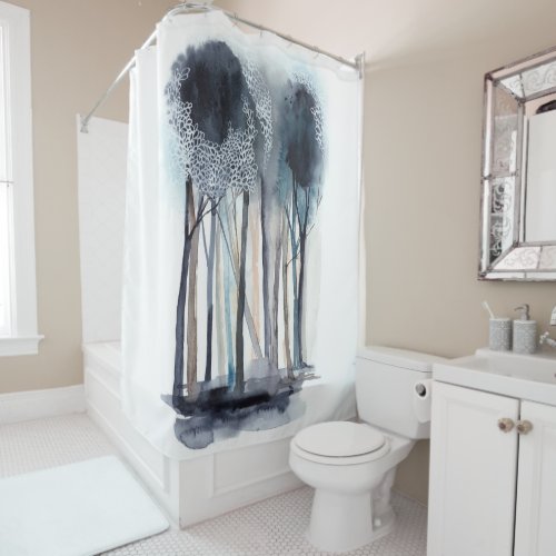 Tranquil Abstract Trees Shower Curtain