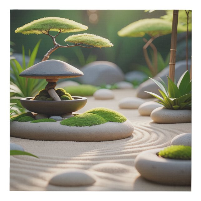 Tranquil and Balanced Zen Garden Faux Canvas Print (Front)
