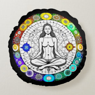 Tranquil and Serene Peaceful Meditation Round Pillow