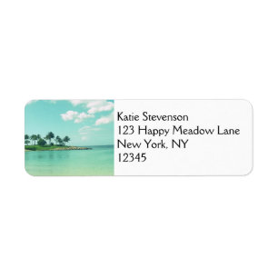 Tranquil and Serene Turquoise Beach in Hawaii Label