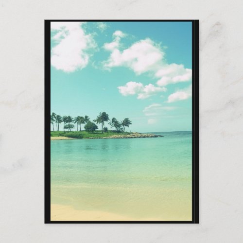 Tranquil and Serene Turquoise Beach in Hawaii Postcard