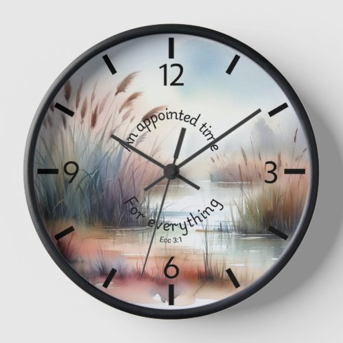 Tranquil Autumn Clock with bible verse