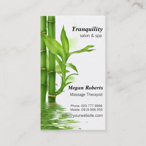 Tranquil Bamboos Spa Skin Care Massage Salon Appointment Card