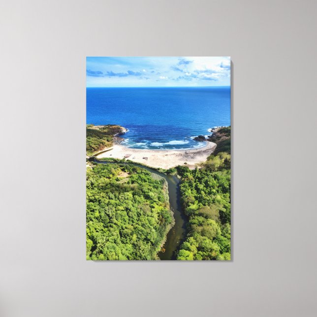 Tranquil Beach at the River Mouth – Wild Nature La Canvas Print (Front)