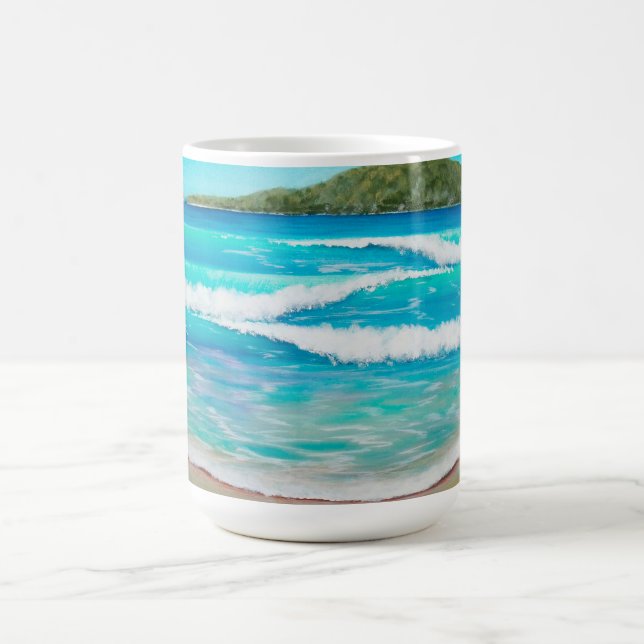 Tranquil Beach Blue Waves Australian Landscape Coffee Mug (Center)