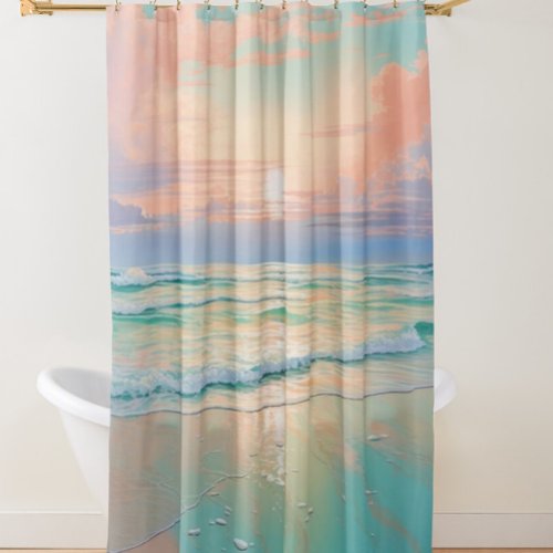 Tranquil beach landscape shower curtain