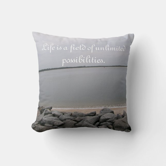 Tranquil Beach Reversible Pillow (Front)