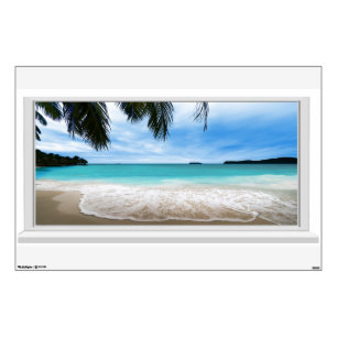 Tranquil Beach Sea 3D Window View Wall Decal