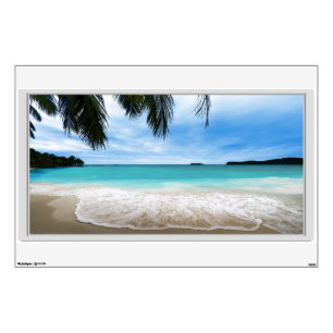 Tranquil Beach Sea View 3D Picture Window Wall Decal