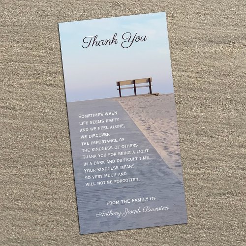 Tranquil Beach Sympathy Thank You 4 x 8 Flat Card