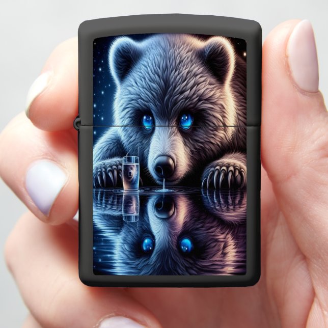Tranquil Bear Beneath the Fierce Bear's Gaze Zippo Lighter (In Hand)
