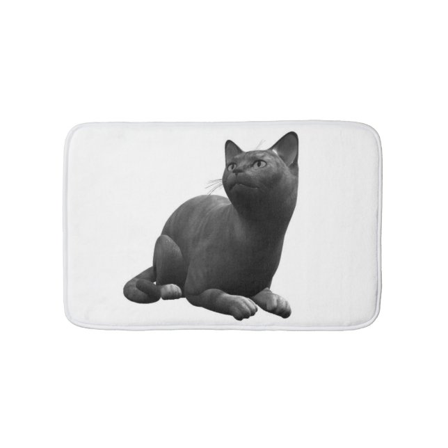 Tranquil Black Cat Bath Mat (Front)